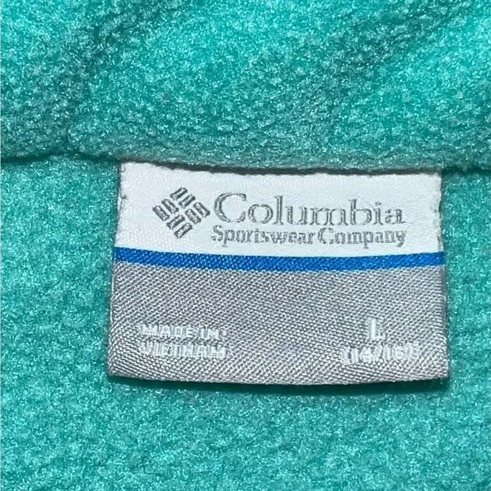 Columbia Light Green Benton Springs Full Zipped Fleece Jacket Girls Large EUC